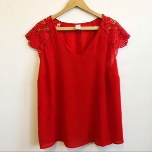Red City Streets Cap Sleeve Blouse Size 1X